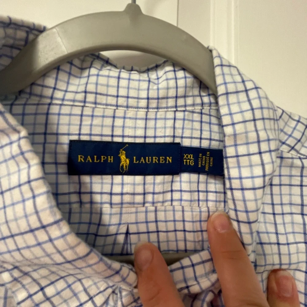 Excellent used condition men’s Ralph Lauren size XXL blue and white check  top - Picture 8 of 8